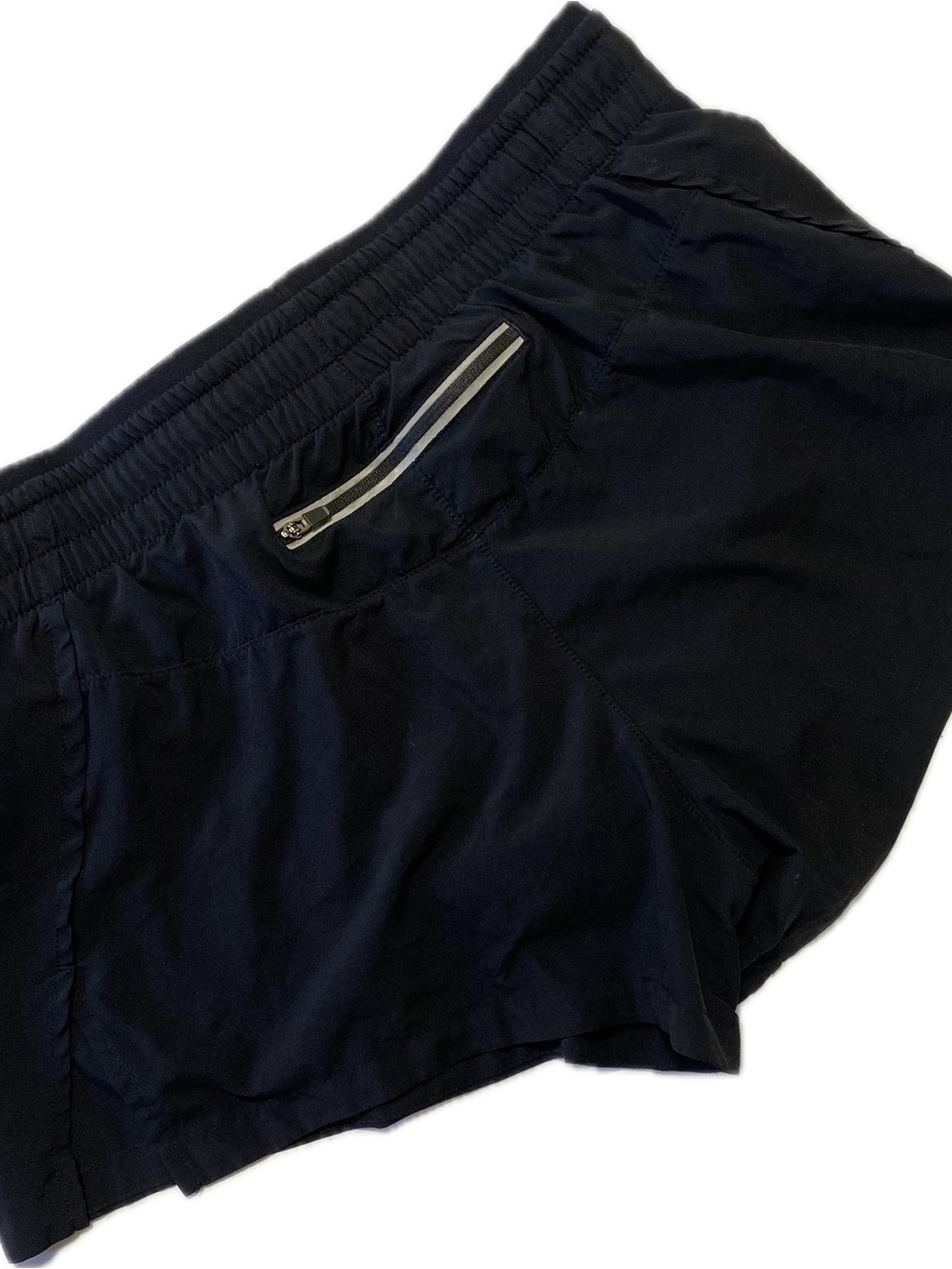 Fabletics Black Athletic Shorts with Reflective Back Zip